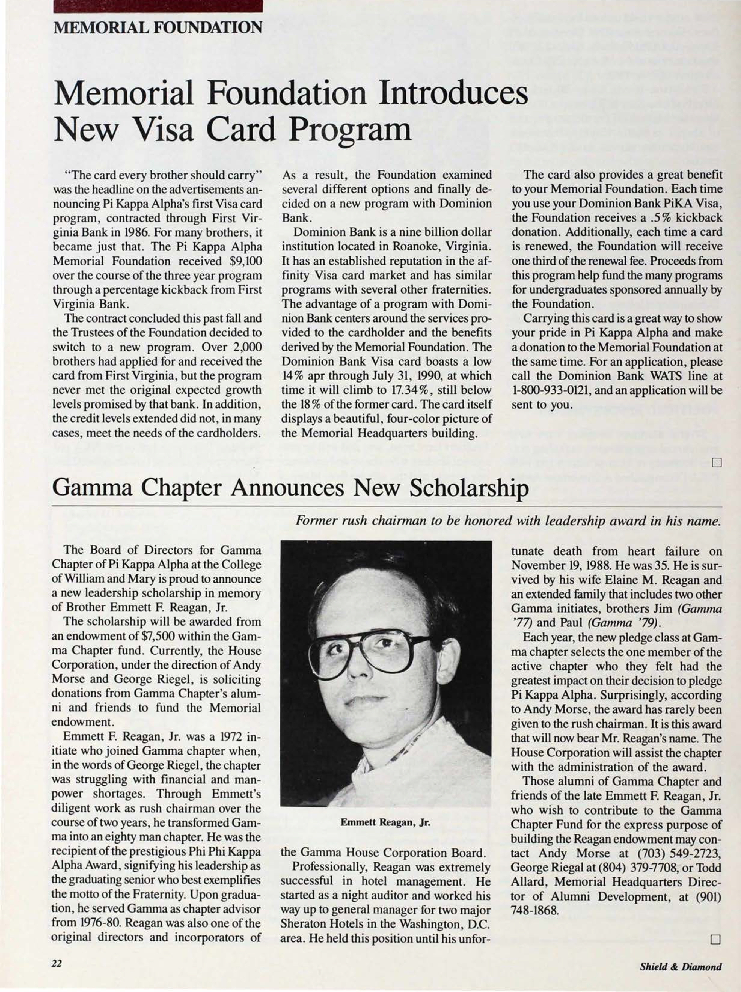 Memorial Foundation: Memorial Foundation Introduces New Visa Card Program